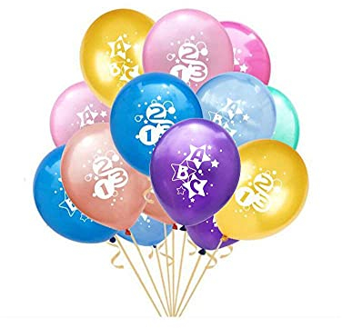 Oblique Unique® 10x Luftballons für Schuleinführung Einschulung Schulanfang Schulstart Deko Ballons mit ABC und 123 Motiv im Farbmix
