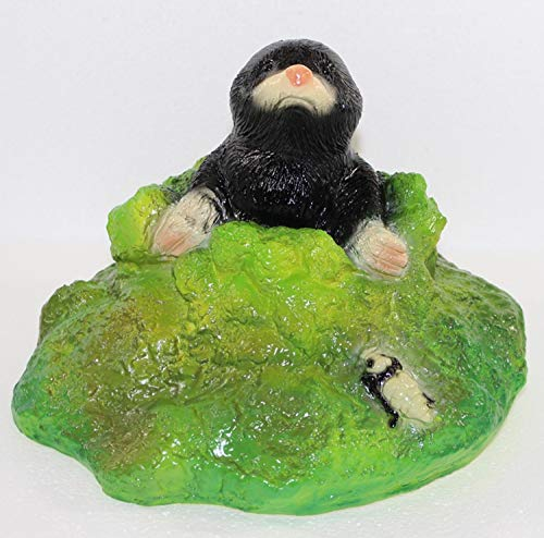 RAKSO Deko Garten Figur Dekofigur Gartenfigur Tierfigur Maulwurf im Loch aus Kunststoff Höhe 19 cm