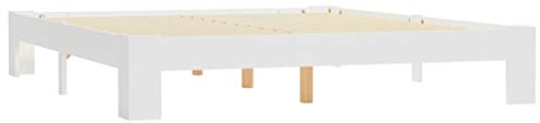 Festnight Bettgestell Holzbett Futonbett Bett Bettrahmen Lattenros Seniorenbett Balkenbett Holz Weiß Massivholz Kiefer 160 × 200 cm