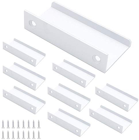 Set of 8 NUZAMAS Kitchen Lip Pull Handles, Aluminum Alloy, Silver Color, Door Handles, Concealed Finger Pull Handle for Home Kitchen Door Drawer Cabinet, 8cm