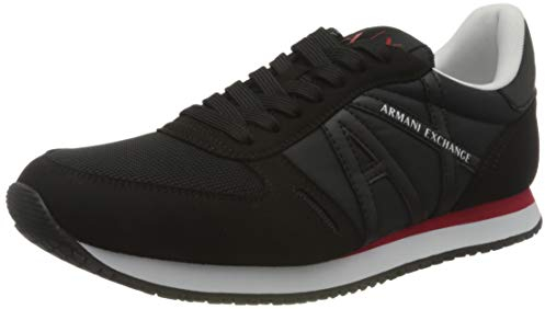 Armani Exchange Herren Rio Side Logo Sneaker, Full Black, 43.5 EU