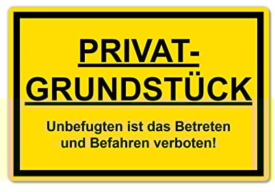 Privatgrundstück Unbefugten ist das Betreten und Befahren verboten Schild 20 x 30 cm aus stabiler PVC Hartschaumplatte 3mm Achtung Privatgrund Schild mit UV-Schutz von STROBO