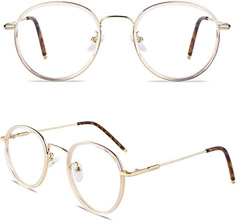 GQUEEN Übergröße Runde Blaulichtfilter Brille Damen Herren Blaufilter Blaulicht Computer PC Gaming Brille UV400 Schutz