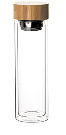 Hit Trinkflasche doppelwandiges Glas mit Teeeinsatz 400 ml