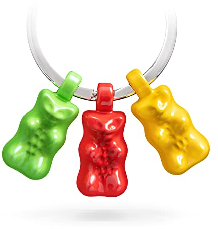 TROIKA Metall Schlüsselanhänger Gummibären Trio in den Farben Grün, Rot, Gelb von Haribo, HB-K03/CO handlich