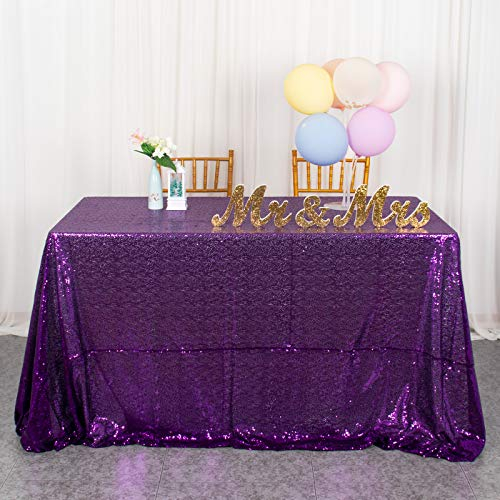 ShinyBeauty Pailletten Tischdecke Rechteck 1.5 mx2.6 m Pailletten Lila Tischdecken Leinen Tischauflage Navy Pailletten für Halloween Party Supplies Tischröcke für Rechtecktische (150 x 260 cm, Lila)
