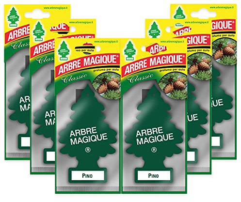 Arbre Magique, Auto-Lufterfrischer Kiefer, angenehmer und erfrischender Duft, hält bis zu 7 Wochen, hergestellt in Italien, Packung mit 6 Stück