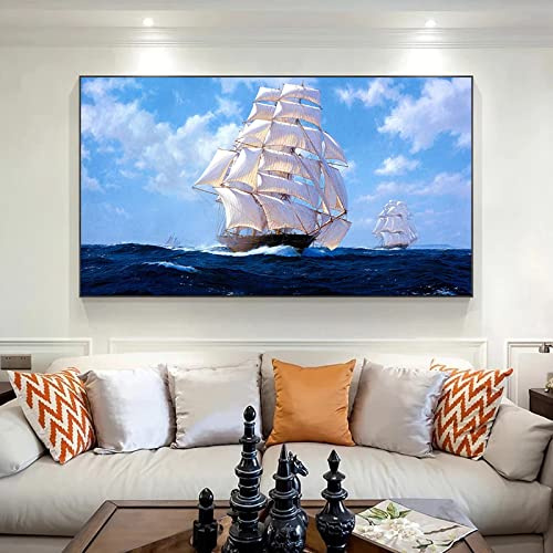 dsdsgog Enviar el paisaje del mar lienzo impreso carteles e impresiones lienzo pintura cuadro de arte de pared para sala de estar decoración del hogar 80x130cm sin marco