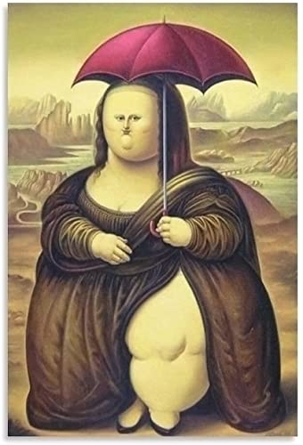 5D Diamant Painting Set FüR Erwachsene Und Kinder Mona Lisa von Fernando Botero Bild DIY Diamond Painting Kristall Strass Diamant Stickerei GemäLde 23.6x35.4(60x90cm) Kein Rahmen