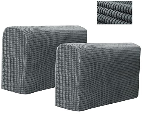 Kaket Sofa-Armlehnenbezüge, Stuhl-Armschoner, Stretch, Sofa, Sessel, Couch für Sofa, Sessel, Couch, Liegestuhl (Hellgrau), 2 Stück