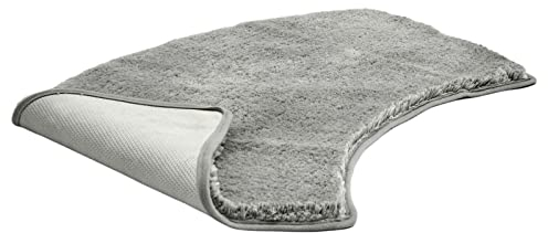 UVCMDUI Gebogene Duschmatte, Grau Duschmatte Viertelkreis Aus Mikrofaser, Maschinenwaschbar Duschvorleger Eckdusche für Quadrant Dusche Oder Badewann, 45x110cm