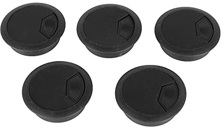 5 Pcs Black 70mm Dia Round Plastic Cable Hole Covers for Computer Desk