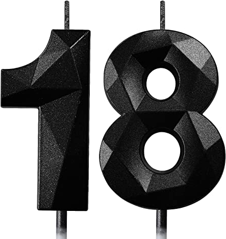 Bougies d'anniversaire 18 ans Bougie Chiffre Noire Bougies Numéros Décoration Gateau Anniversaire Bougie 18 ans Bougies Anniversaire
