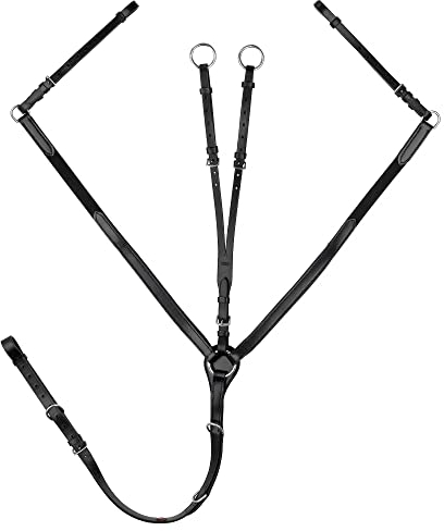 Start ElasticSlim elastisches Vorderzeug Pferd Schwarz Martingal-Gabel, Elastisch Ledervorderzeug Leder einstellbar, Warmblut, Vollblut, Kaltblut (Cob (Vollblut), Schwarz)