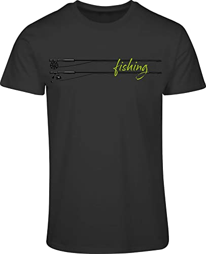 Angler T-Shirt: Fishing - Geschenk für Fischer und Angler - Geschenk für Angler - Anglerbekleidung Herren - Angelkleidung Männer - Angeln - Anglerin - Fisch - Grau - Army (XL)