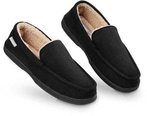 Dunlop Pantofole Uomo Ciabatte Invernali da Casa Calde Comode Antiscivolo Memory Foam (Nero, 42 EU)