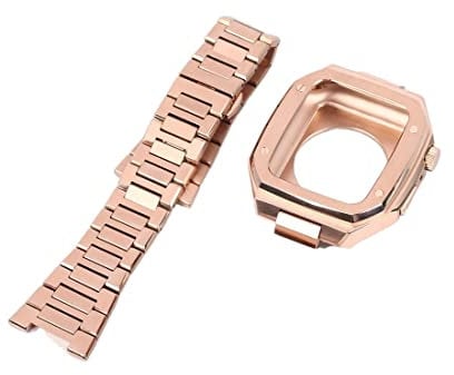 HKIDKK Cinturino in metallo + custodia set per Apple Watch Band 38 40 mm 42 44 mm in acciaio inox uomo braccialetto per iWatch 8 7 6 5 4 3 SE 7 41 mm 45 mm regalo, For 38mm 40mm 41mm, agata
