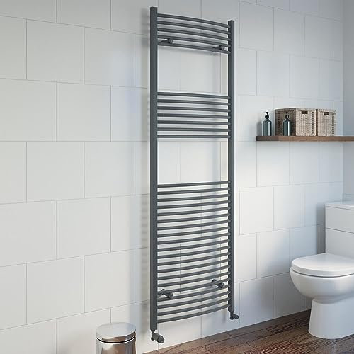 DuraTherm® 1800 x 600mm Curved Heated Towel Rail Radiator Modern Central Heating Bathroom Warmer Wall Mounted Ladder Rad, Anthracite