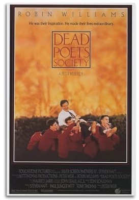 VZRSQZK Filmposter Dead Poets Society, dekoratives Gemälde, Leinwand-Wandposter und Kunstdruck, modernes Familienschlafzimmer-Dekor-Poster, 20 x 30 cm
