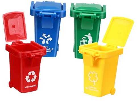 OATIPHO 4 Stück Mini-mülleimer Mini Mülltonnen Spielzeug Grüner Mülleimer Schreibtisch Eimer Müllwagen Spielzeug Tisch Mülleimer Kinder Müllbehälter Abfall Kleinkind Blumen Cool Plastik