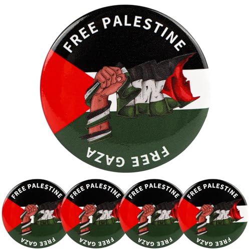 5PCS Free Palestina Pin, Palestina Banderas Nacionales Broches para Mujeres Hombres, Palestina Esmalte Insignia Solapa Brazalete para Pacifista Patriótico y Musulmán Decoración Interior Exterior