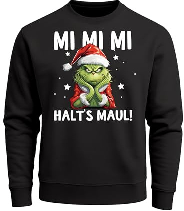 MoonWorks® Sweat-shirt de Noël Grinch Mimimi Halts Maul pour homme avec inscription en allemand « Muffel » imprimé Ugly Xmas Pull à col rond, Noir , L
