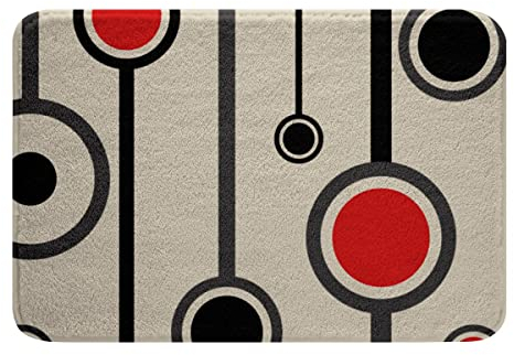 Fußmatte Schwarze Rote Punkte Badteppich rutschfest Duschvorleger Waschbar Badezimmerteppich Für Wohnzimmer Dusche Schlafzimmer 40x60cm