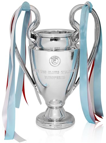 Fubosi Champions-Trophäe, Fußball-Sport-Liga-Trophäe, Harz-Nachbildung, Silber mit bunten Bändern, für Bürodekoration, Fan-Geschenke und Geburtstagsgeschenke, 76 cm