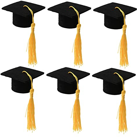 TOPBATHY 12 Pcs Ornements Faits Maison Salle À Manger Table Décor Casquettes pour L'Artisanat Graduation Cap Topper pour Bouteille Noir Mini Mortier Cap Bouteille De Vin Robe Formelle