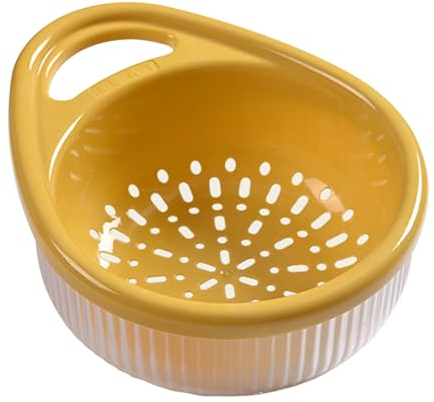 awakentti Scolapasta per cucina, set di colini per cucina, scolapasta in plastica, colino per pasta, ciotola per frutta, scolapasta a doppio strato, contenitore per alimenti (giallo)