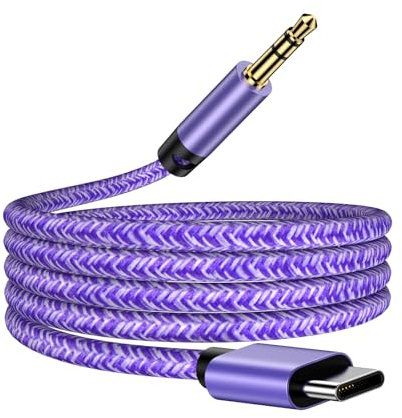 Samsung Audio Aux Car Stereo Jack Cable 3.3ft USB Type C to 3.5mm Headphone Jack Adapter Dongle Cord for Galaxy A17 A26 A36 A56 S25 Ultra S25 Plus S25 S24 Ultra S23 FE A16 A15 A55 A35 A32