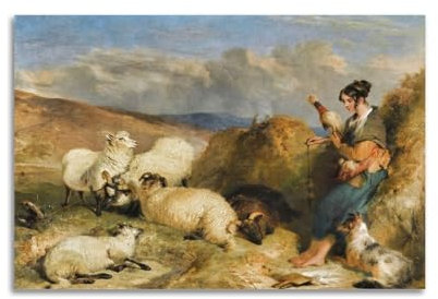 JSWLQ Edwin Landseer (Lassie Herding Schaf), Künstler-Poster, Wandkunst, Bild, Malerei, Leinwanddrucke, Kunstwerke, Schlafzimmer, Wohnzimmer, Dekoration, 30 x 45 cm