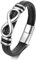 NEHZUS Edelstahl Unendlichkeitszeichen Armband für Männer, Leder Armband, Geburtstagsgeschenk für Vater (Silber)