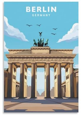 Jdjdu Berlin Germnay Vintage Reiseposter Geschenk Wanddekoration Gemälde Poster Leinwand Kunst Poster
