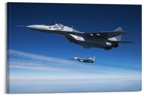 Poster MIG-29, Motiv: Militär-Kampfflugzeug, dekoratives Gemälde, Leinwand, Wandposter und Kunstdruck, moderne Familienschlafzimmer-Dekoration, Poster, 40 x 60 cm