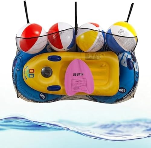 Sac de rangement pour jouets de piscine, flotteurs de piscine, sac de rangement à suspendre pour ballons, flotteurs, jouets gonflables, haute résistance, sac en maille, accessoires de piscine