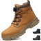COOU Sicherheitsstiefel Herren Damen Leicht Wasserdicht Arbeitsschuhe mit Stahlkappe Sicherheitsschuhe Rutschfest Arbeitsstiefel Gelb 45