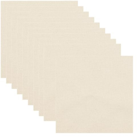 Allazone 10 PCS Tufting Tuch Punch Needle Stoff Mönchstuch, Tufting Cloth, Stickerei Stoff für Stanznadel Stickerei Teppichhäkeln, Stanznadel Rahmen, 32 x 32 cm