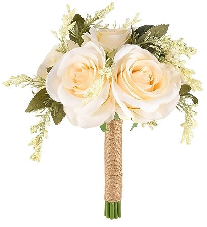 Niejgay Ramo de Novia para Boda, Rosas Artificiales, Dama de Honor y Niña de las Flores