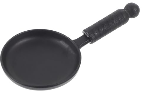 KONTONTY Mini Frying Pan Model Decorative Dollhouse Accessory for Creative Play Non-deformable Smooth for Miniature Kitchen Decor