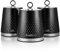 SWAN Elegance SWKA18533BLK Set of 3 Kitchen Storage Canisters for Tea, Coffee, and Sugar with Textured Gloss Finish and Stainless Steel Accents, 1.3L, Black