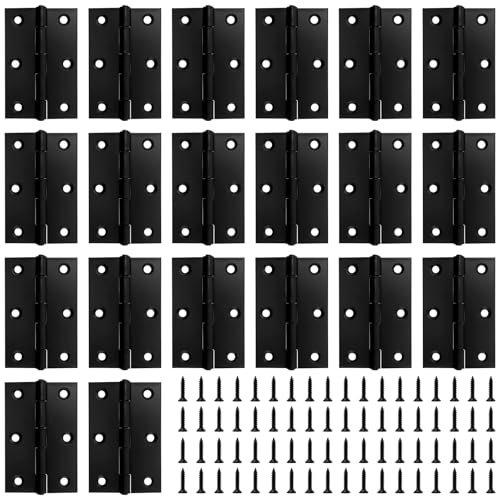 MOUYAT 20 PCS 3 Inch Door Hinges, Black Door Hinges with Screw, Stainless Steel Brushed Finish Door Hinge for Home Furniture Wooden Door Cabinets