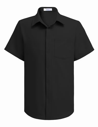 Arshiner Jungen Hemd Kinder Sommer Knopfleiste Shirt Formell Kurzarmhemd | Einfarbig Schuluniform,Freizeithemd,Mode Oberteil,mit Brusttasche,Versteckte Schaltflächen,5-12 Jahre