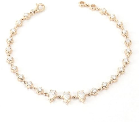 KnSam 9K/14K/18K Gelbgold Armband Echter Schmuck, Elegant Klassiker Gliederarmband Vintage mit Moissanit Tropfen, Gold Au375/ 585/750 Wickelarmband Damen 16-20cm