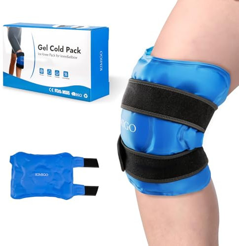 KIMIGO Bolsa Hielo para Aliviar el Dolor de Rodilla, Bolsas Gel Frio Reutilizables con Correas, Envoltorio de Gel Frío Reutilizable, Bolsa Gel Frio para Lesiones Rodilla para Hinchazón, Esguinces