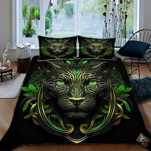 Zbeiba Bettwäsche 135x200cm Leopard zwischen Blättern Kinderbettwäsche Bettbezug und 2 Kissenbezug 80x80cm 3 teilig,#2,3D Drucken Bettbezug Mit Reißverschluss