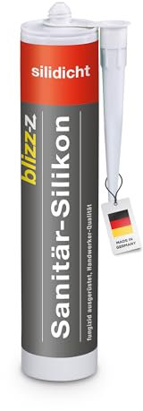 blizz-z silidicht Premium Sanitär-Silikon | 1 Kartusche 300 ml in verschiedenen Farben | für innen und außen | UV-beständig | Made in Germany (silbergrau)