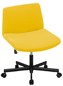 Highdi Fodere per Sedie Elasticizzate Senza Braccioli, Tinta Unita Fodera per Sedia da Ufficio Senza Braccioli con Seduta Ampia, Coprisedia Moderne con Schienale Medio (giallo,1 pezzo)