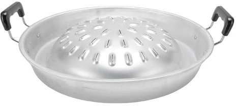 Padella barbecue thailandese e coreano, piastra per barbecue alluminio, padelle a carbone, griglia per bistecche per Shabu, verdure, uova, maiale, manzo, carne, (35 cm/13.78in Colore originale)