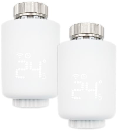 LED ATOMANT Pack 2X Valvula Termostatica Inteligente Zigbee para Radiador, Control por Voz y App, Programable, Compatible con Alexa y Google Home, Termostato Radiador WiFi, Color Blanco
